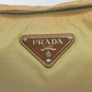 PRADA Shoulder Bag Nylon Leather Beige Silver Auth 131422-17