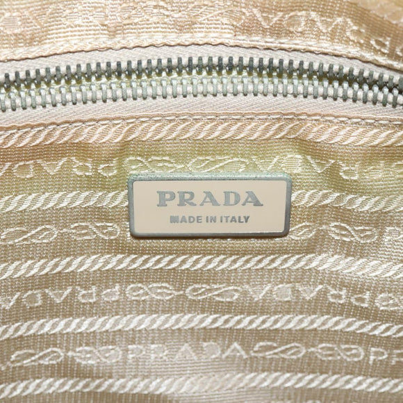 PRADA Shoulder Bag Nylon Leather Beige Silver Auth 131422