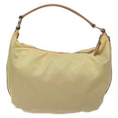 PRADA Shoulder Bag Nylon Leather Beige Silver Auth 131422-2