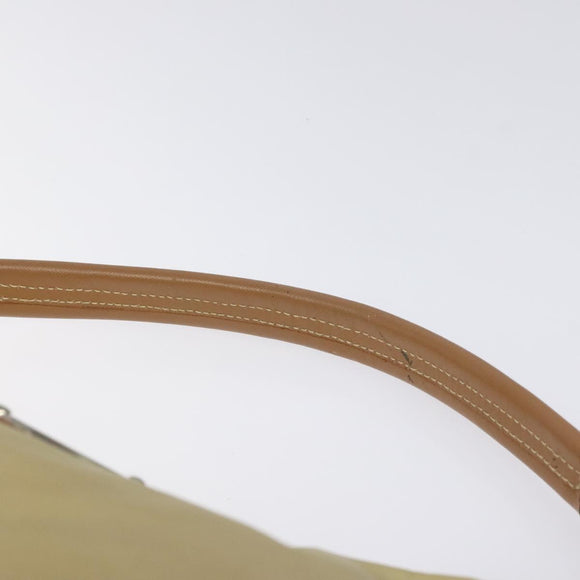 PRADA Shoulder Bag Nylon Leather Beige Silver Auth 131422