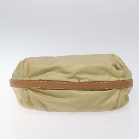 PRADA Shoulder Bag Nylon Leather Beige Silver Auth 131422