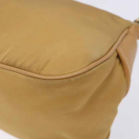 PRADA Shoulder Bag Nylon Beige Gold Auth 131423