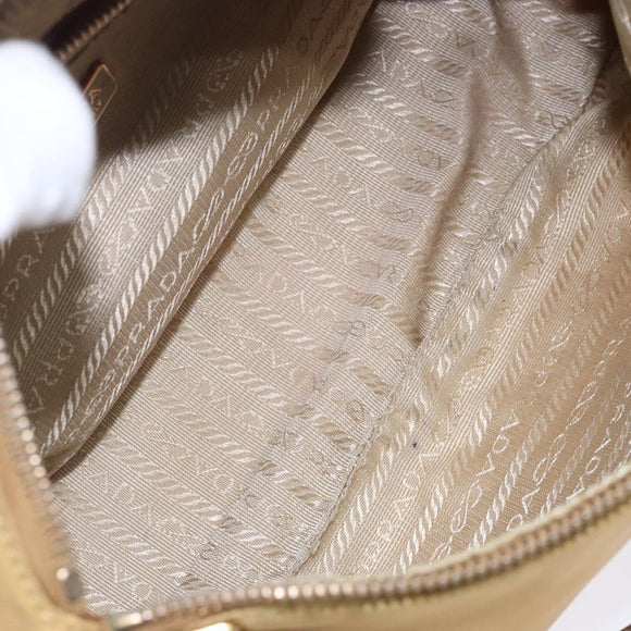 PRADA Shoulder Bag Nylon Beige Gold Auth 131423