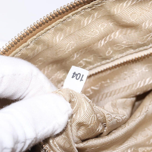 PRADA Shoulder Bag Nylon Beige Gold Auth 131423