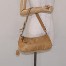 PRADA Shoulder Bag Nylon Beige Gold Auth 131423-24