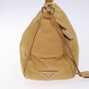 PRADA Shoulder Bag Nylon Beige Gold Auth 131423-4
