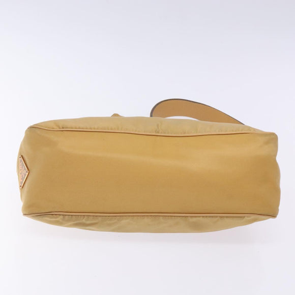 PRADA Shoulder Bag Nylon Beige Gold Auth 131423