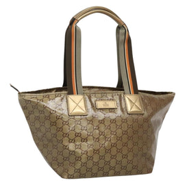 GUCCI GG Crystal Tote Bag Brown Silver 131230 Auth 131428