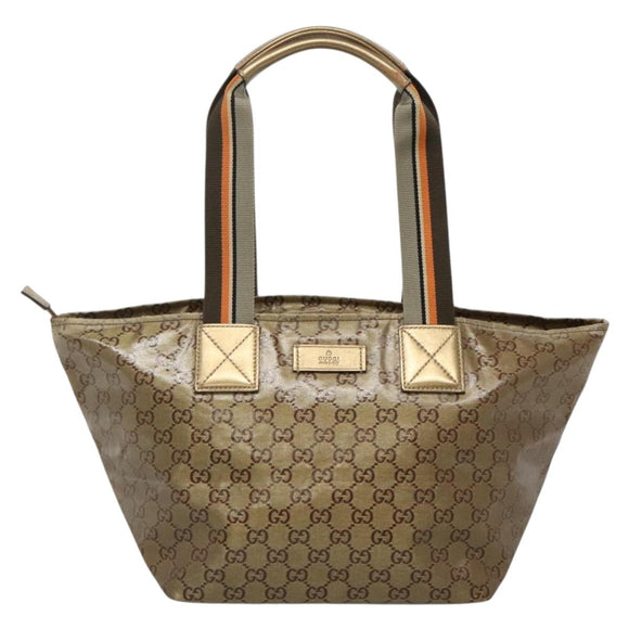 GUCCI GG Crystal Tote Bag Brown Silver 131230 Auth 131428