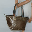GUCCI GG Crystal Tote Bag Brown Silver 131230 Auth 131428-21