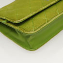 CHANEL Matelasse Chain Shoulder Bag Velor Green CC Auth 131434-8
