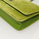 CHANEL Matelasse Chain Shoulder Bag Velor Green CC Auth 131434-15