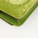 CHANEL Matelasse Chain Shoulder Bag Velor Green CC Auth 131434-16