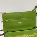 CHANEL Matelasse Chain Shoulder Bag Velor Green CC Auth 131434-19