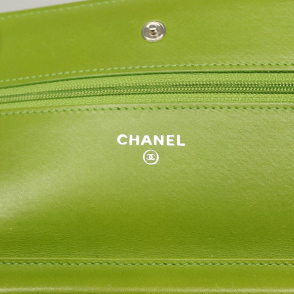 CHANEL Matelasse Chain Shoulder Bag Velor Green CC Auth 131434