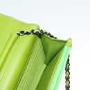 CHANEL Matelasse Chain Shoulder Bag Velor Green CC Auth 131434-21
