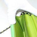 CHANEL Matelasse Chain Shoulder Bag Velor Green CC Auth 131434-22