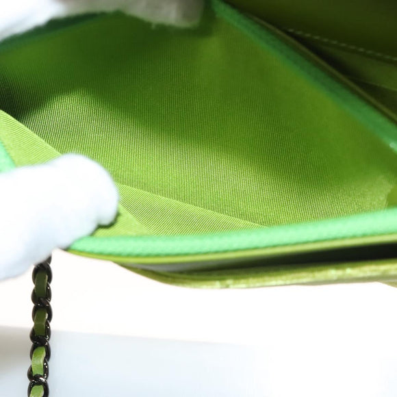 CHANEL Matelasse Chain Shoulder Bag Velor Green CC Auth 131434