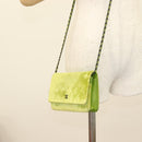 CHANEL Matelasse Chain Shoulder Bag Velor Green CC Auth 131434-26
