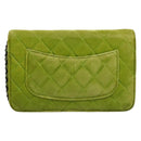 CHANEL Matelasse Chain Shoulder Bag Velor Green CC Auth 131434-2