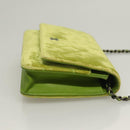 CHANEL Matelasse Chain Shoulder Bag Velor Green CC Auth 131434-3