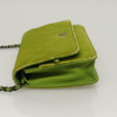 CHANEL Matelasse Chain Shoulder Bag Velor Green CC Auth 131434-4