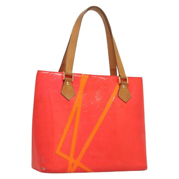 LOUIS VUITTON Monogram Vernis Fluo Houston Hand Bag Orange M91935 Auth 131452