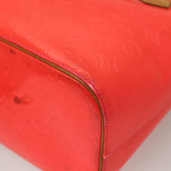 LOUIS VUITTON Monogram Vernis Fluo Houston Hand Bag Orange M91935 Auth 131452