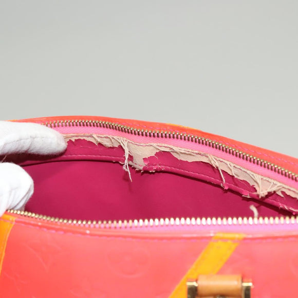 LOUIS VUITTON Monogram Vernis Fluo Houston Hand Bag Orange M91935 Auth 131452