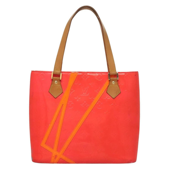 LOUIS VUITTON Monogram Vernis Fluo Houston Hand Bag Orange M91935 Auth 131452