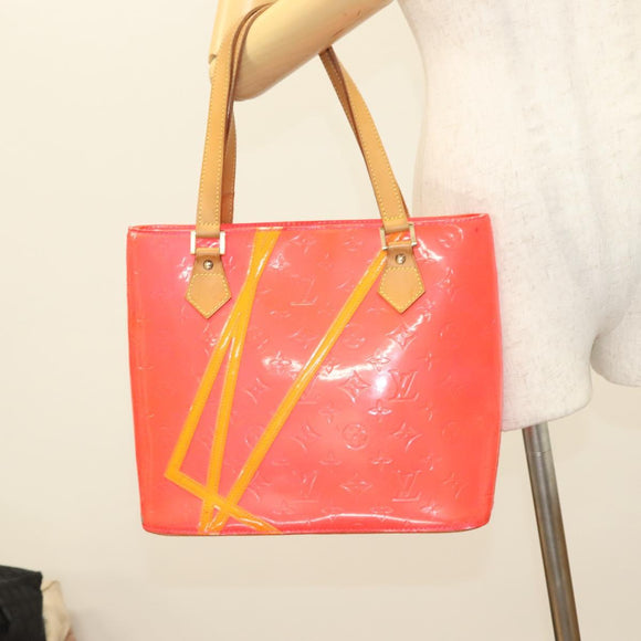 LOUIS VUITTON Monogram Vernis Fluo Houston Hand Bag Orange M91935 Auth 131452