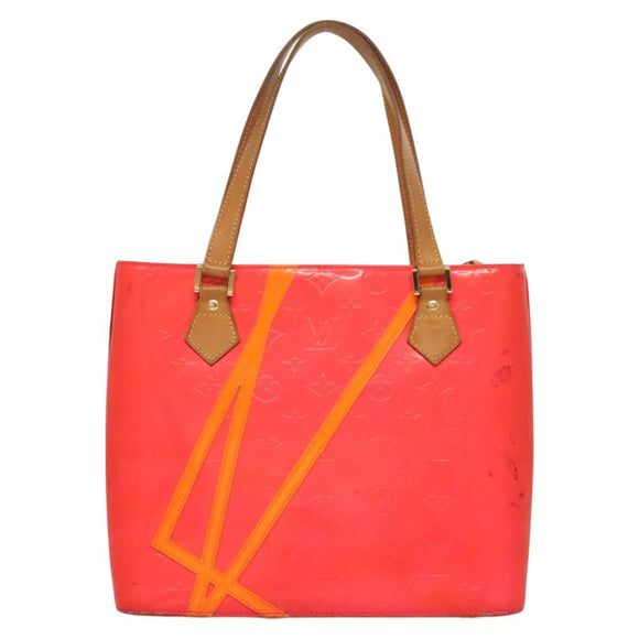 LOUIS VUITTON Monogram Vernis Fluo Houston Hand Bag Orange M91935 Auth 131452