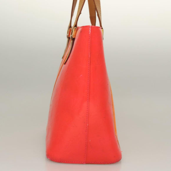 LOUIS VUITTON Monogram Vernis Fluo Houston Hand Bag Orange M91935 Auth 131452