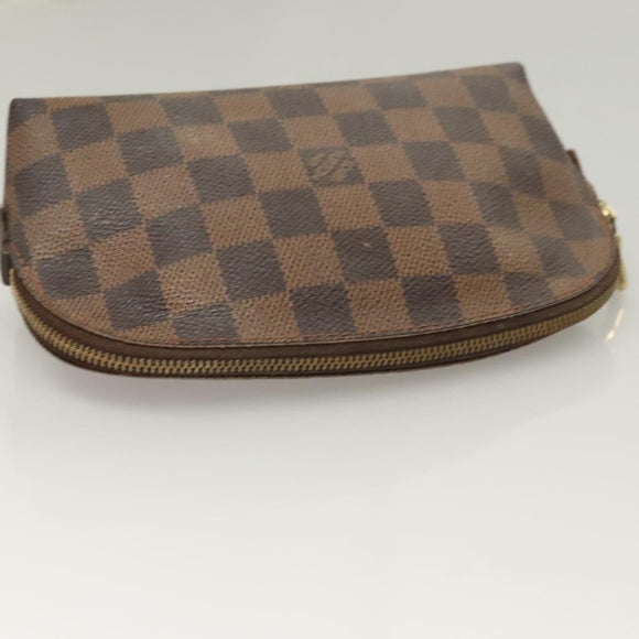 LOUIS VUITTON Damier Ebene Pochette Cosmetic PM Pouch N47516 LV Auth 131456