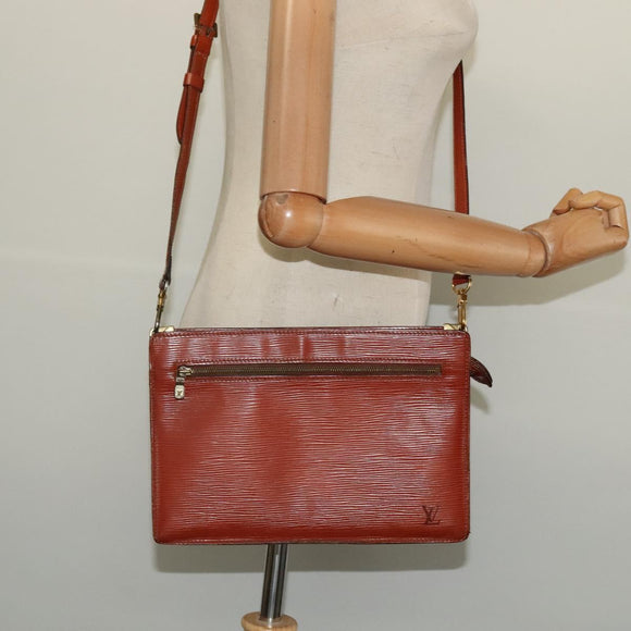 LOUIS VUITTON Epi Angian Clutch Bag Brown M52113 LV Auth 131458