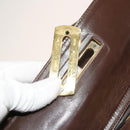 Salvatore Ferragamo Gancini Hand Bag Leather 2way Brown Gold Auth 131461-9