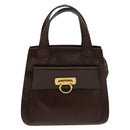 Salvatore Ferragamo Gancini Hand Bag Leather 2way Brown Gold Auth 131461-13