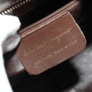Salvatore Ferragamo Gancini Hand Bag Leather 2way Brown Gold Auth 131461-12