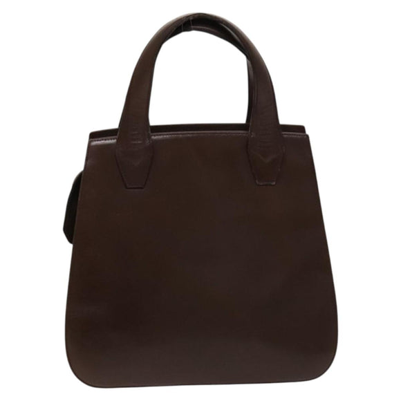 Salvatore Ferragamo Gancini Hand Bag Leather 2way Brown Gold Auth 131461