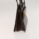 Salvatore Ferragamo Gancini Hand Bag Leather 2way Brown Gold Auth 131461-4