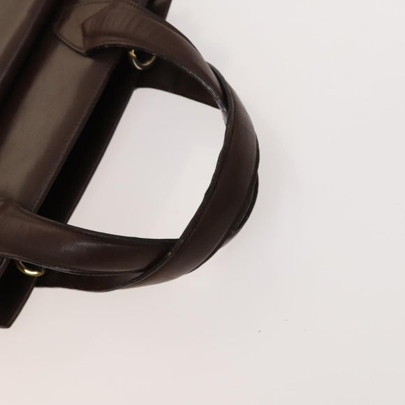 Salvatore Ferragamo Gancini Hand Bag Leather 2way Brown Gold Auth 131461