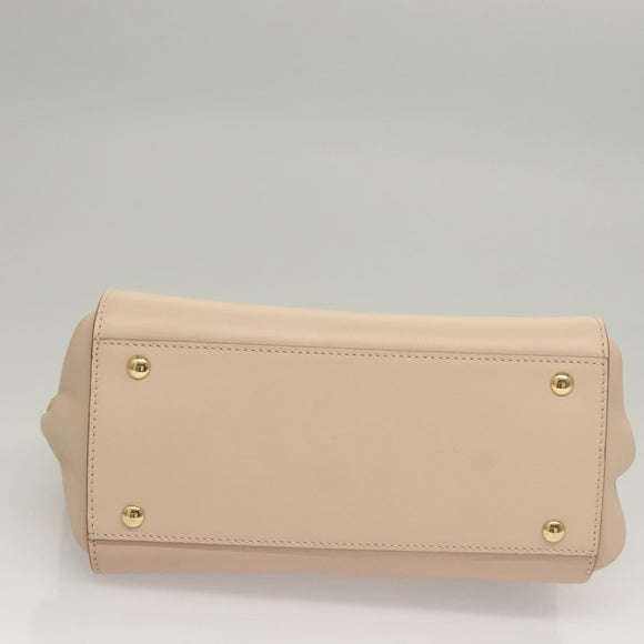 Salvatore Ferragamo Gancini Sofia Hand Bag Leather 2way Beige Gold Auth 131462