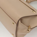 Salvatore Ferragamo Gancini Sofia Hand Bag Leather 2way Beige Gold Auth 131462-18