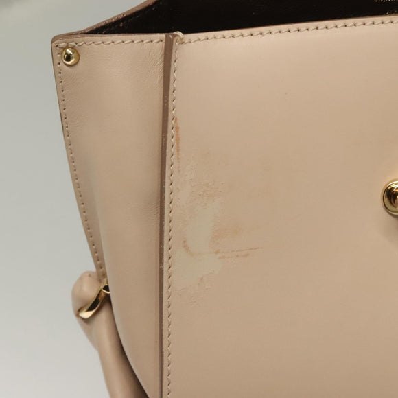 Salvatore Ferragamo Gancini Sofia Hand Bag Leather 2way Beige Gold Auth 131462