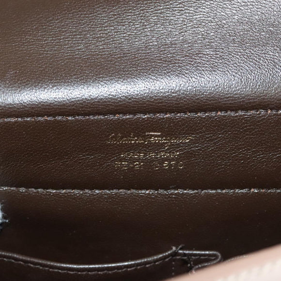 Salvatore Ferragamo Gancini Sofia Hand Bag Leather 2way Beige Gold Auth 131462