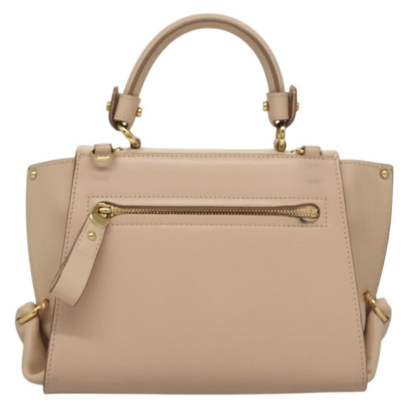 Salvatore Ferragamo Gancini Sofia Hand Bag Leather 2way Beige Gold Auth 131462