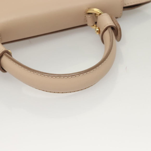 Salvatore Ferragamo Gancini Sofia Hand Bag Leather 2way Beige Gold Auth 131462