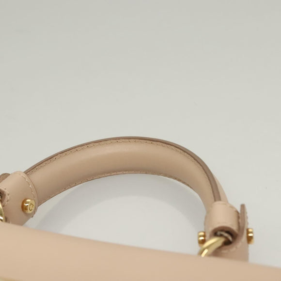 Salvatore Ferragamo Gancini Sofia Hand Bag Leather 2way Beige Gold Auth 131462