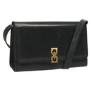 Salvatore Ferragamo Gancini Shoulder Bag Leather Navy Gold Auth 131463-1