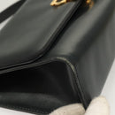 Salvatore Ferragamo Gancini Shoulder Bag Leather Navy Gold Auth 131463-8